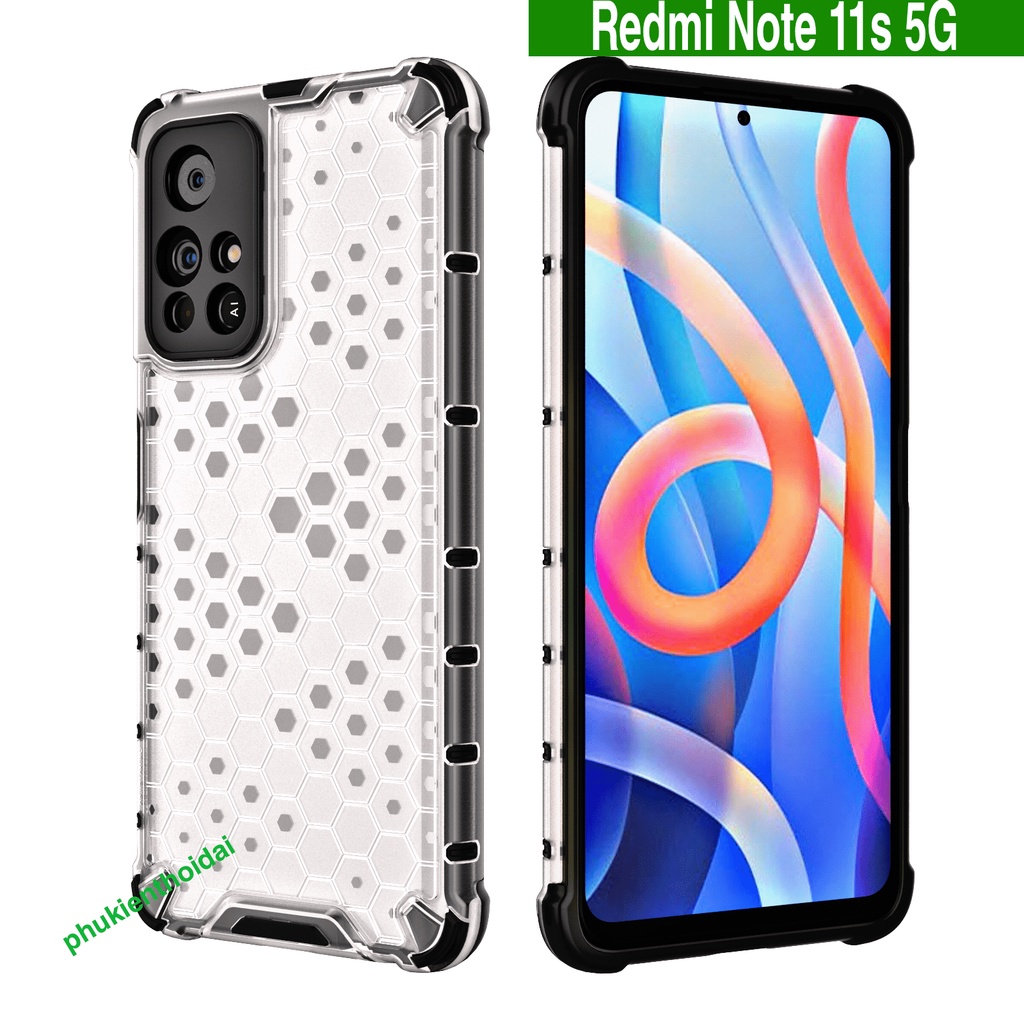 Ốp lưng Redmi Note 11S 5G kiểu dáng tổ Ong chống sốc chống va đập mạnh siêu bền