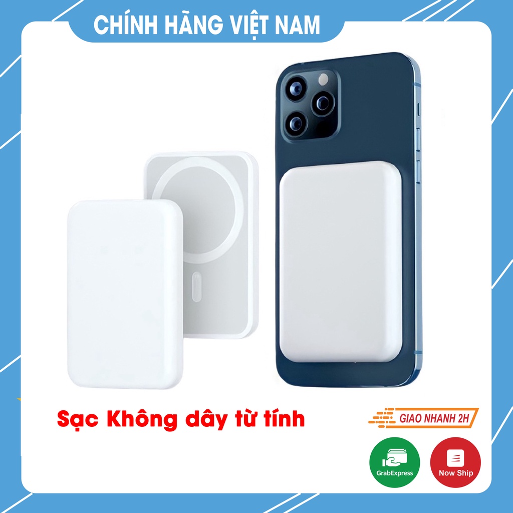 Sạc Dự Phòng Không Dây Từ Tính Sạc Nhanh Pin 5000mah Mini Nhỏ Gọn Cao Cấp Hỗ Trợ Từ Cho Iphone 8/X/11/12/13promax