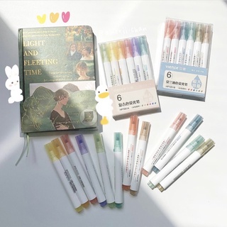 Bộ Bút Dạ Highlighter 6 Cây Màu Retro