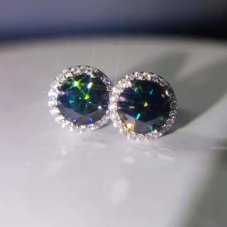 Bông tai s925 moissanite, 1 carat * 2, mạ cầu vồng
