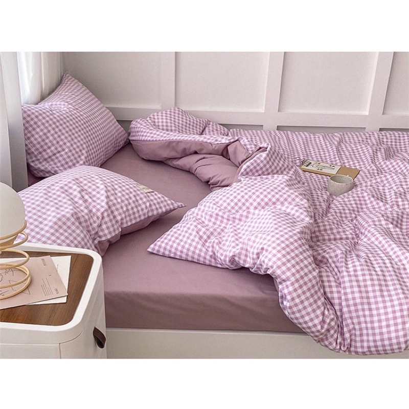 Shinbedding_ Set Vỏ Cotton TC Kẻ Kiểu Dáng Xinh Xắn, Chất Vải Dày Mềm Mát