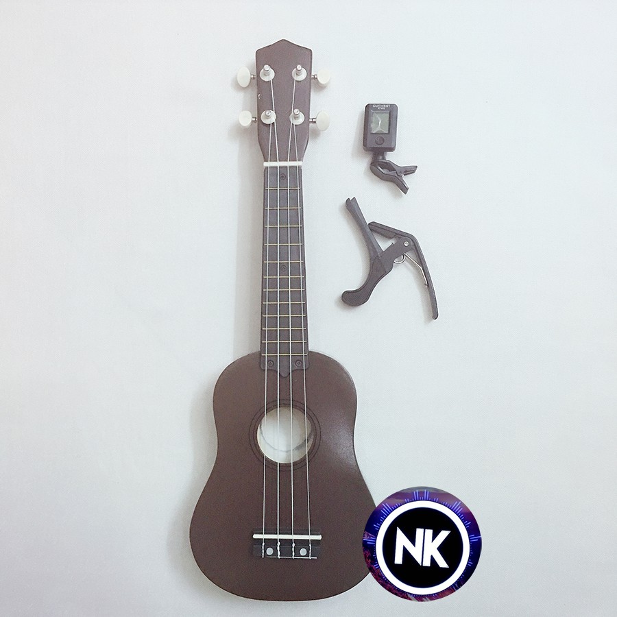 Gói Ukulele Soprano trơn nhiều màu + Máy lên dây + Capo - Có Sẵn