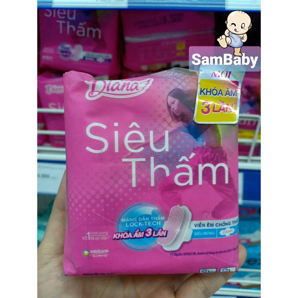 Băng Vệ Sinh Diana Siêu Thấm Siêu Mỏng Cánh