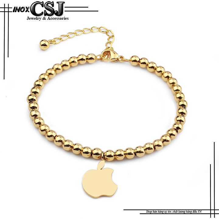 Lắc tay bi tròn gắn trái táo apple xinh xắn
