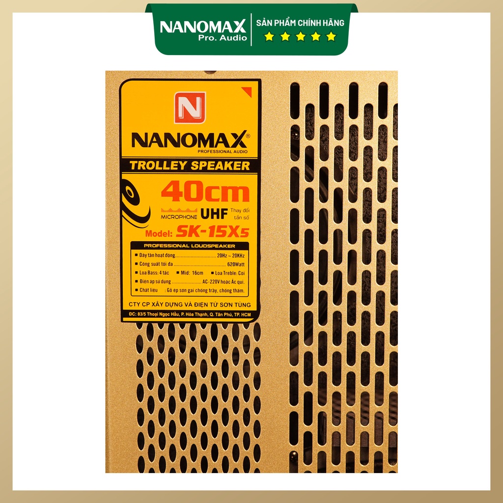Loa Kéo Công Suất Lớn Nanomax SK-15X5 Bass 4 Tấc 40cm Công Suất 620w Karaoke Bluetooth
