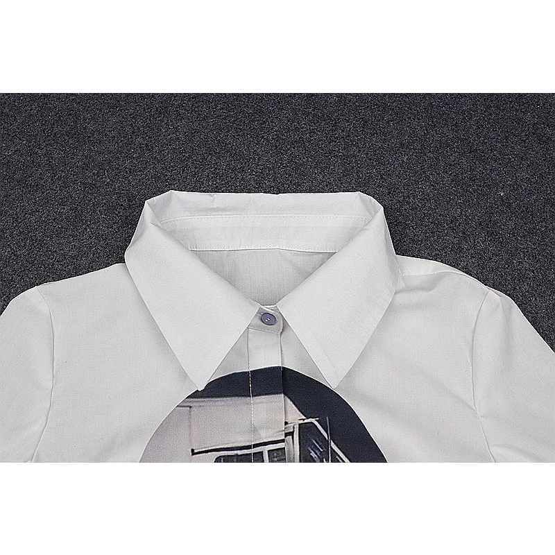 Áo Sơ Mi Tay Dài Cổ Bẻ In Họa Tiết Nghệ Thuật Thời Trang Cho Nữ