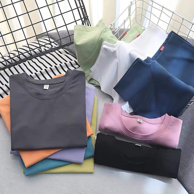 Áo thun trơn thời trang nhiều màu thun cotton mềm mịn cho bé trai, bé gái