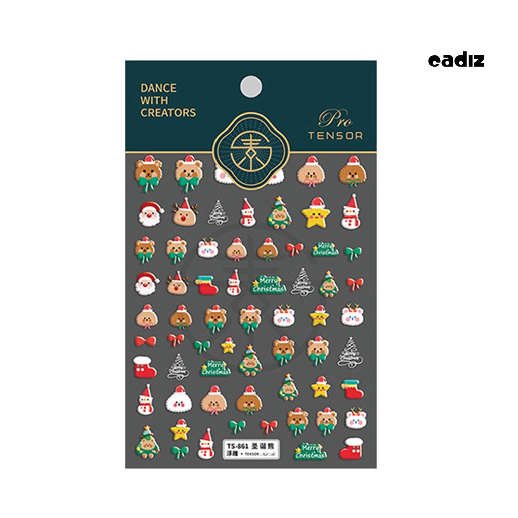 Miếng Dán Trang Trí Móng Tay Họa Tiết Giáng Sinh 5D Siêu Mỏng