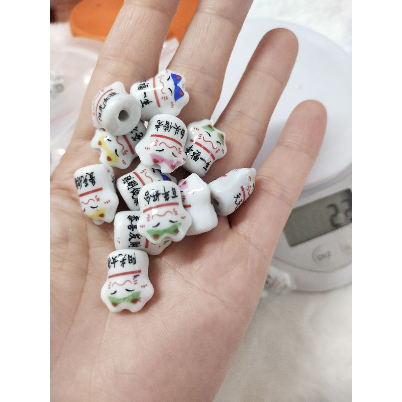 3 Mèo gốm thần tài may mắn làm vòng