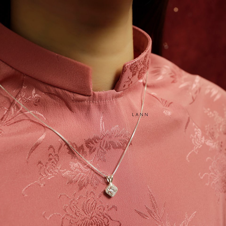 Vòng cổ ổ đá vuông 2 lớp BẠC S925 LANN N058