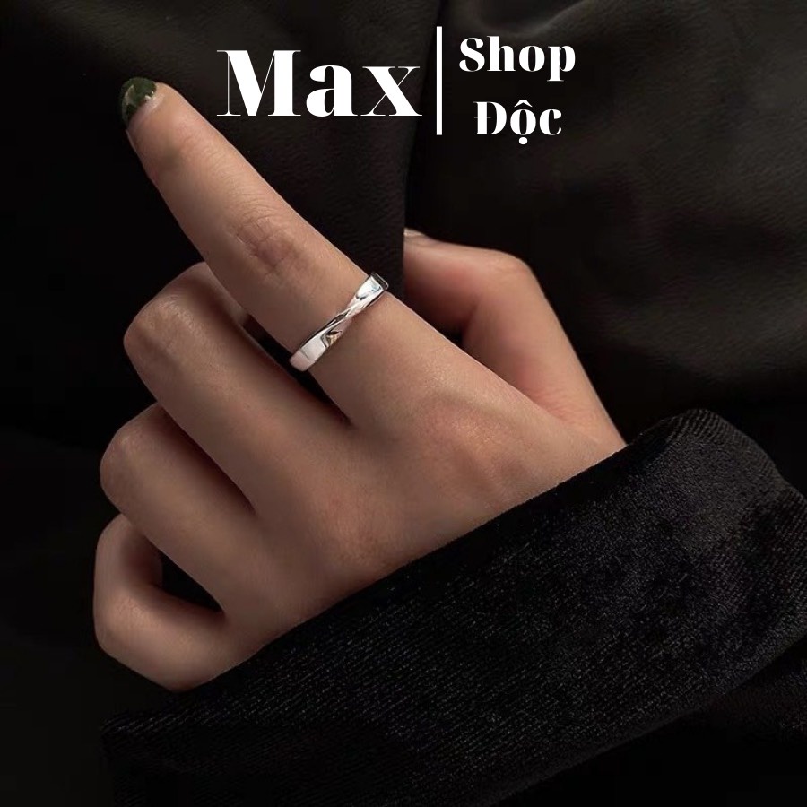 Nhẫn Nam Nữ Freesize Unisex Màu Bạc Thời Trang Chất Liệu Titan Đẹp Đơn Giản - Nhẫn Cross Ring - Maxshopdox