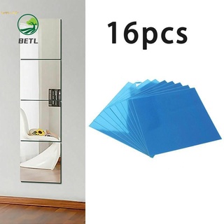 Set 16 Miếng Gương Dán Tường Hình Vuông 5x15cm