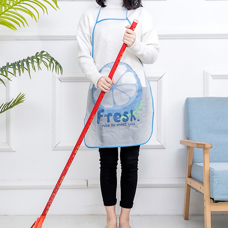 Tạp Dề Trong Suốt Chống Thấm Nước Chống Dầu In Họa Tiết Trái Cây Hoạt Hình Dành Cho Người Lớn