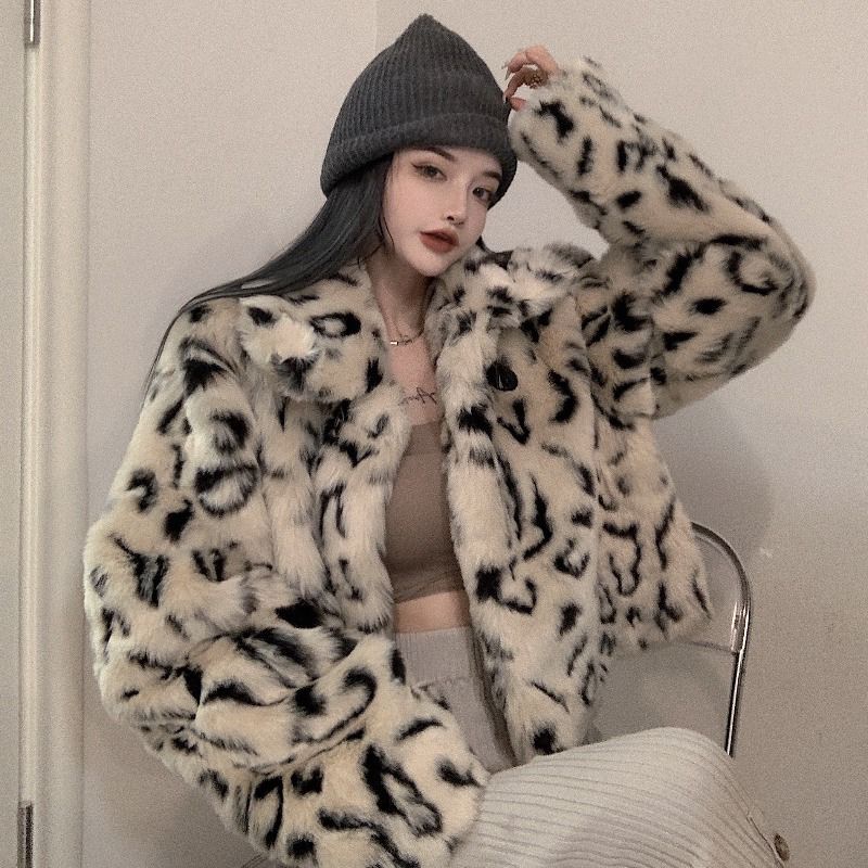 Áo khoác lông crop top dài tay