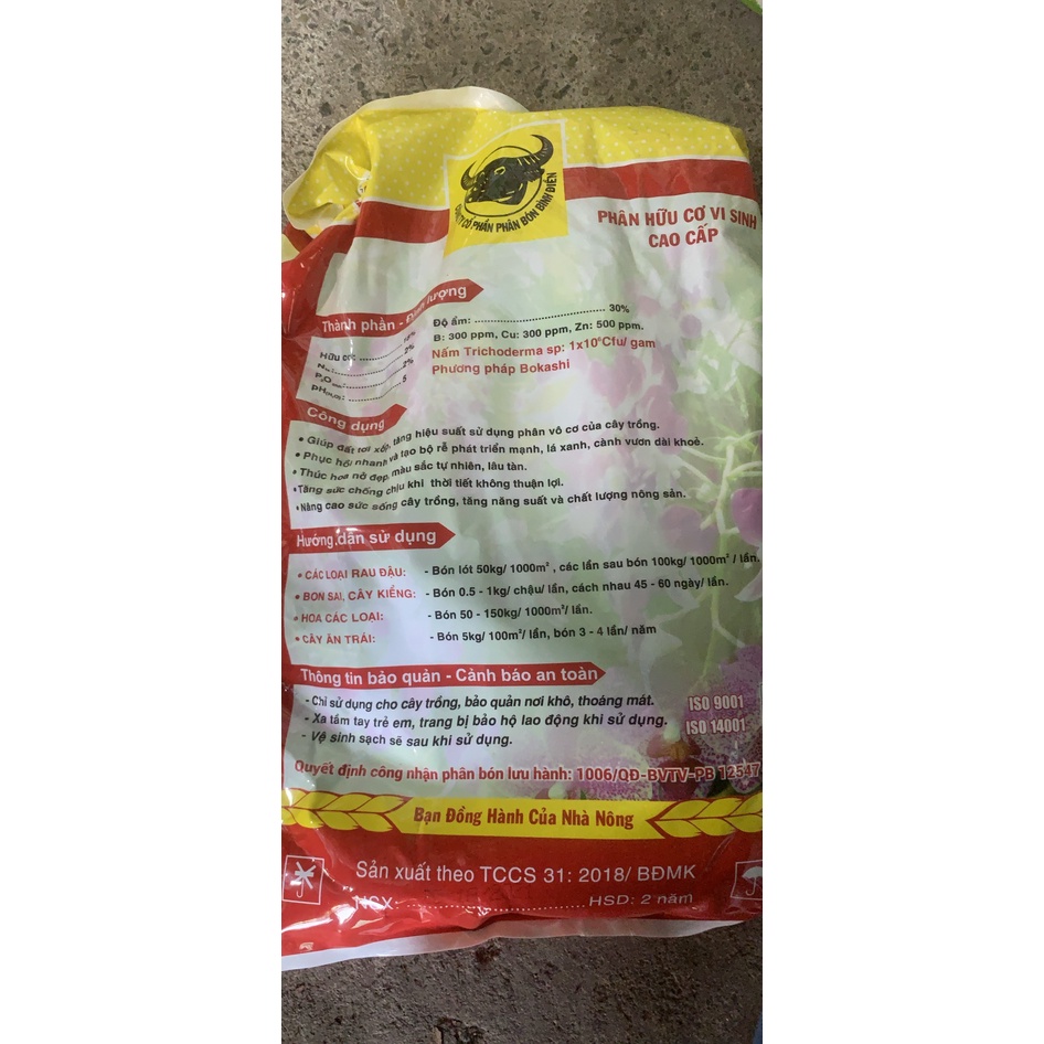 PHÂN ĐẦU TRÂU  HỮU CƠ HCMK7 TRICHODERMA + TE - 5KG