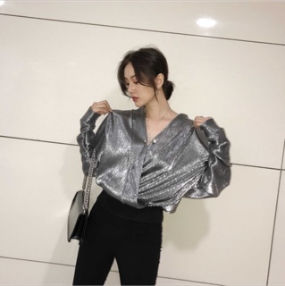 [Hàng Order] Áo sơ mi bóng vạt chéo