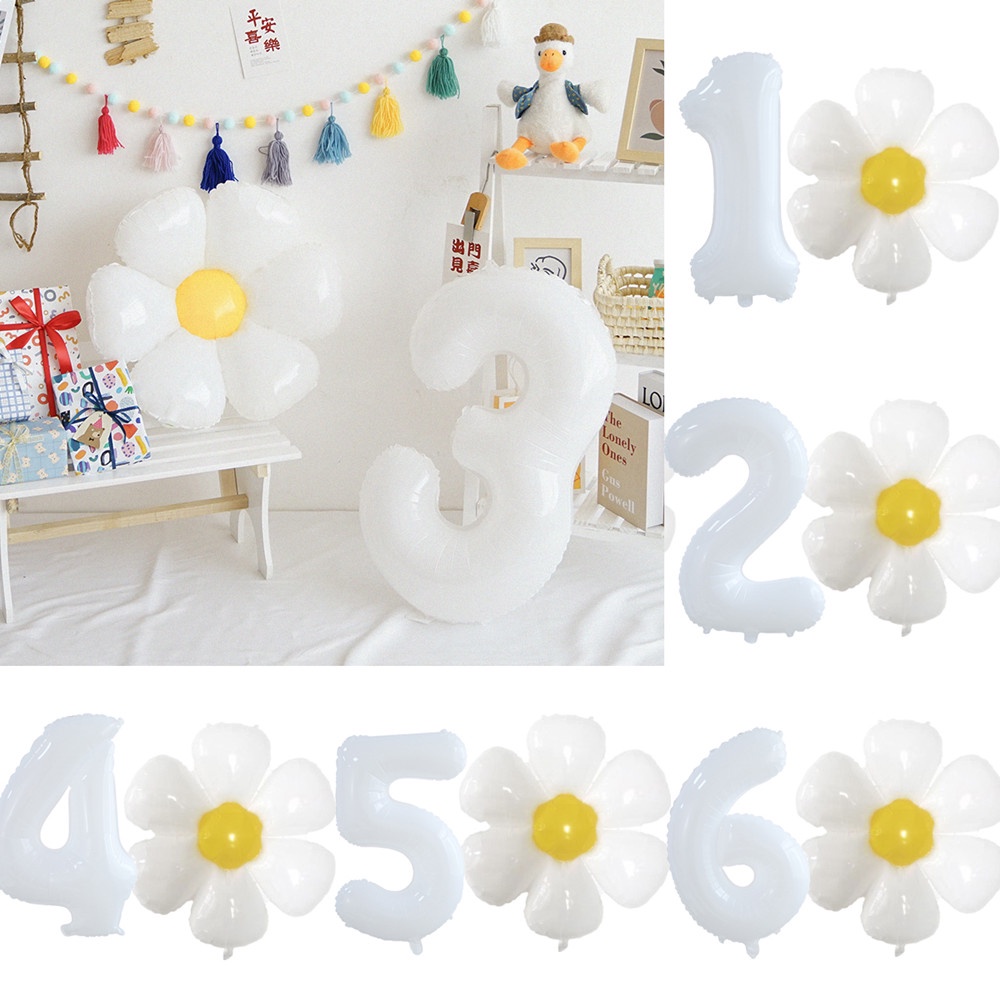 Set 2 Bong Bóng Hình Hoa Cúc Chữ Số 0-9 32 Inch Trang Trí Tiệc