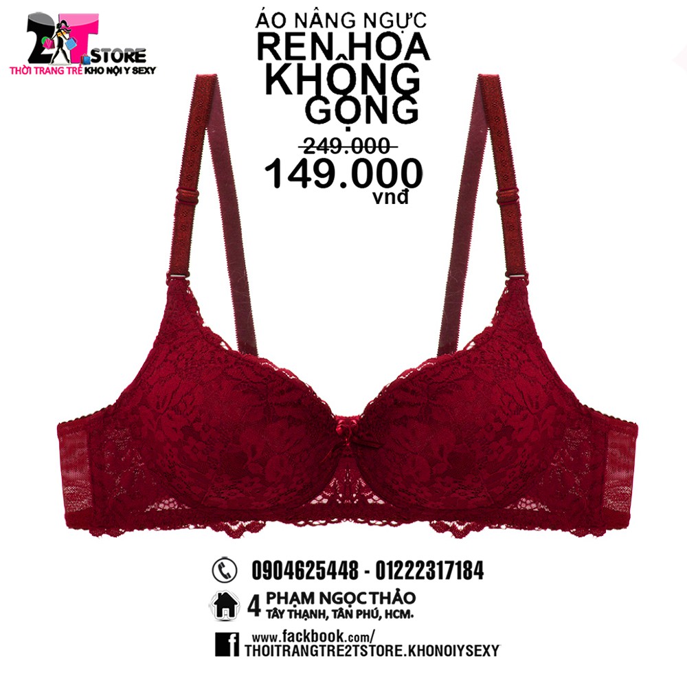 Áo Nâng Ngực Cotton Không Gọng Phối Ren (Đỏ)