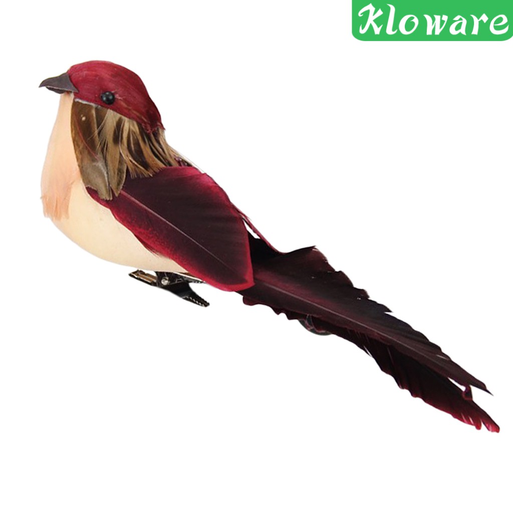 Chú Chim Bằng Xốp Phối Lông Vũ Màu Đỏ Dùng Trang Trí Sân Vườn