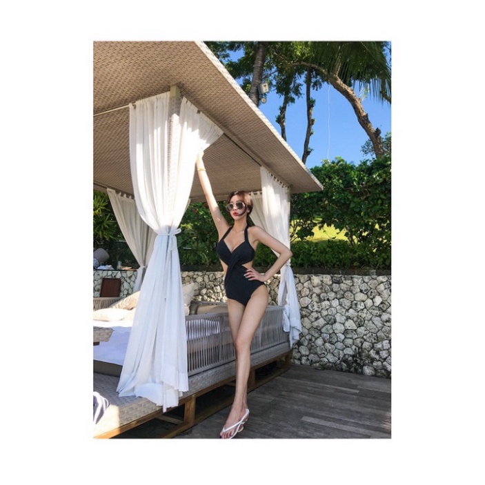 Bikini 1 mảnh đi biển liền thân kín đáo sexy LUHAZO Hàn Quốc nâng ngực có gọng 2515 E-11