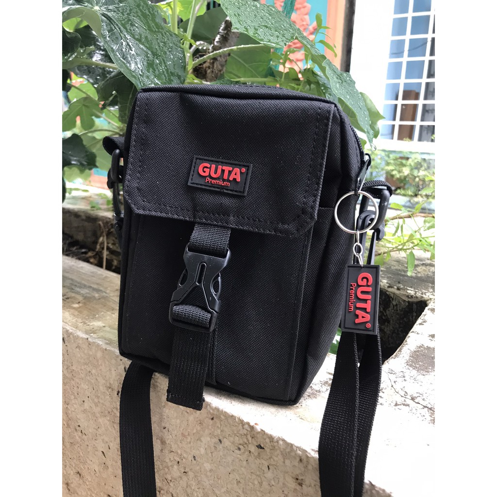 Móc Khoá Túi Đeo Chéo Nam Nữ Nhỏ Gọn Thời Trang Unisex Nhiều Ngăn Màu Đen