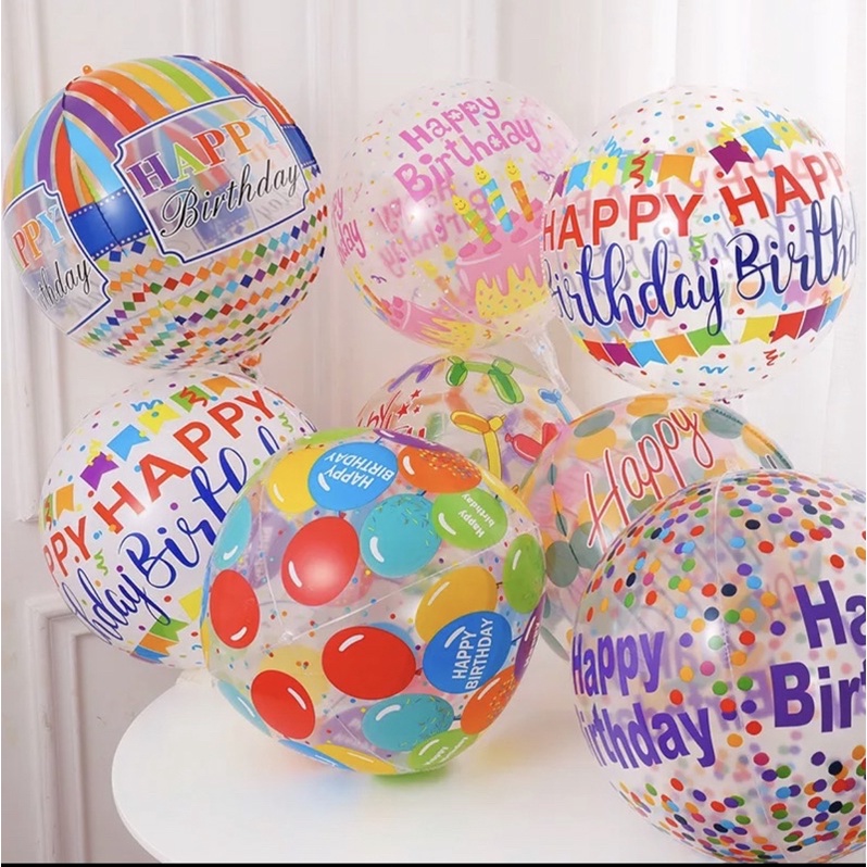 Bóng 4d in hoạ tiết và chữ Happy Birthday - trang trí sinh nhật