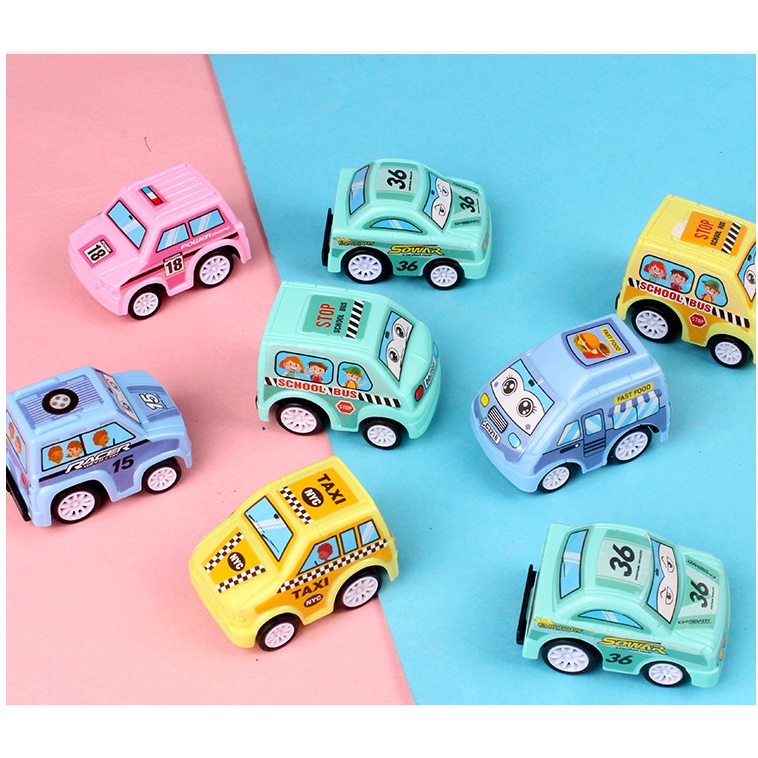 Túi 6 xe các loại chạy dây cót dễ thương đồ chơi trẻ em