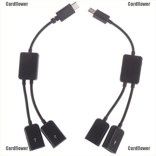 Cardflower♪♬❦ Đầu Chia Cổng Micro usb / type c Sang 2 Cổng otg Tiện Dụng