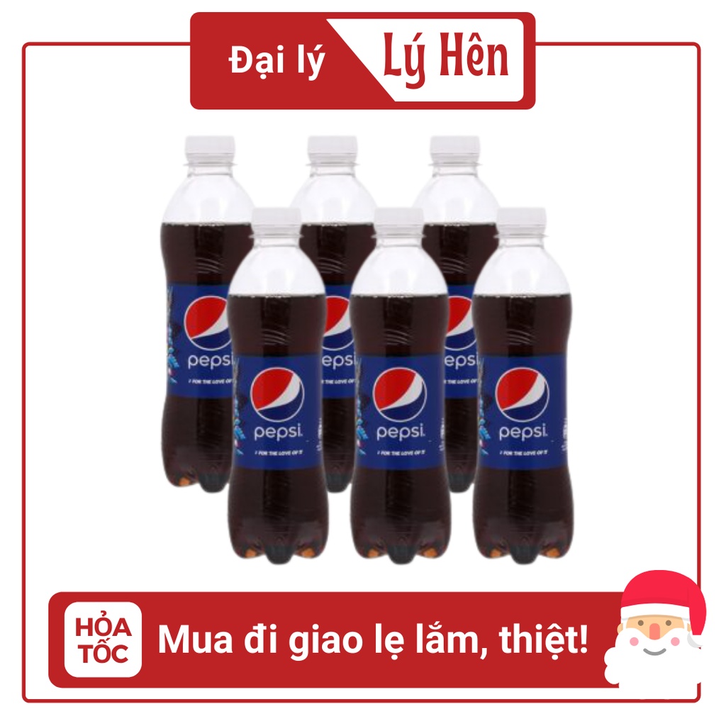 Lốc 6 Chai Nước Ngọt Có Gas Pepsi Cola Soft Drink Chai 390ml Chai Nhựa PEP Date Luôn Mới