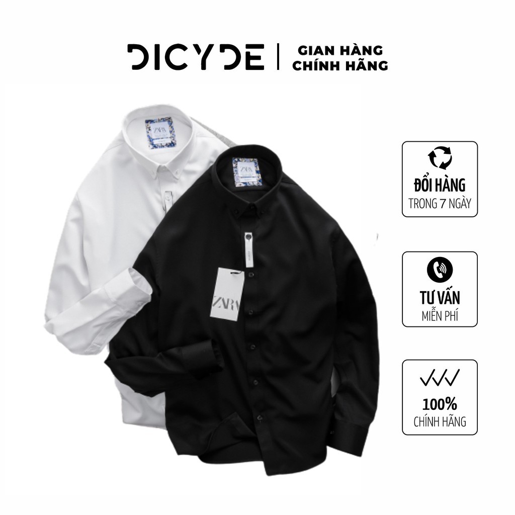Áo sơ mi dài tay công sở trắng đen cao cấp DICYDE D.Z.116A