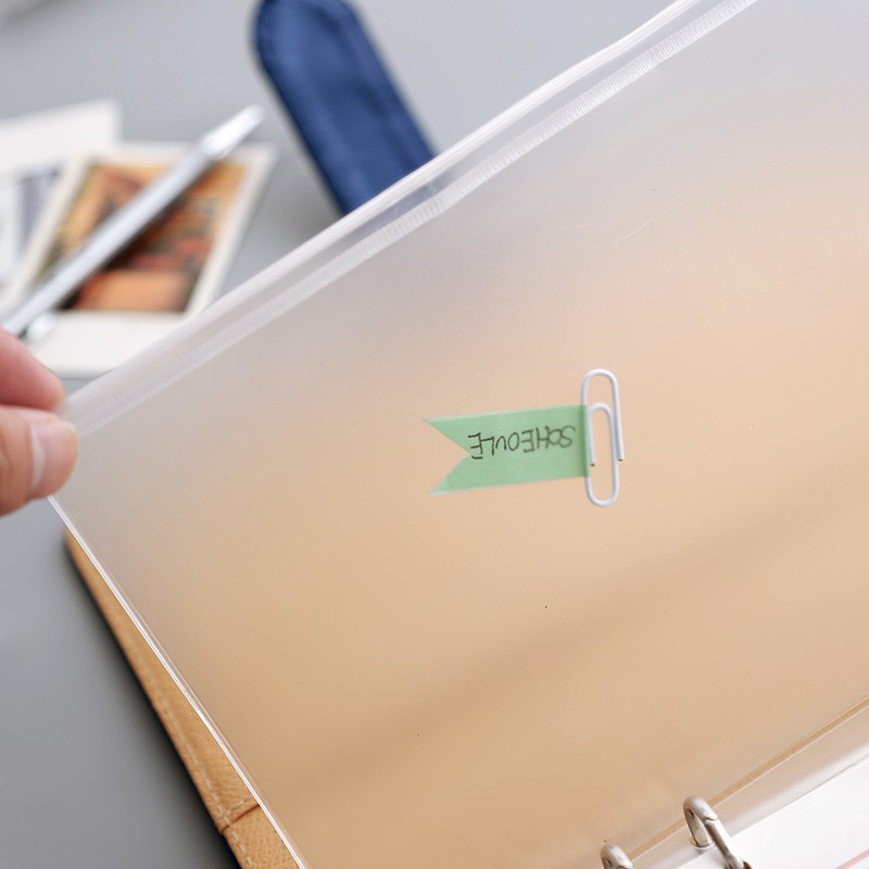 Túi nhựa PVC đựng phụ kiện có khóa kéo gắn vào sổ còng A5 A6 A7