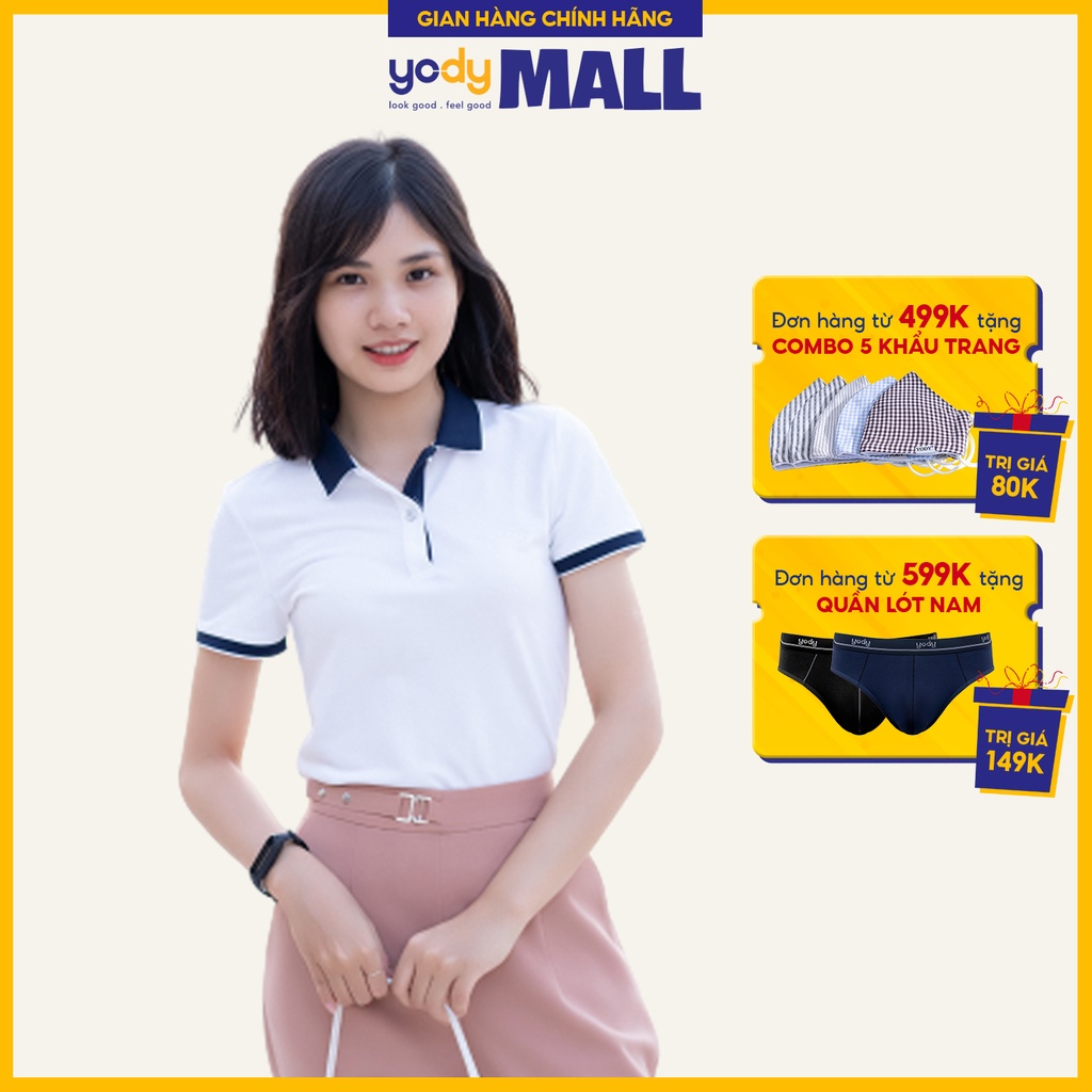 Áo thun polo nữ YODY có cổ thoáng mát khử mùi thấm hút tốt bền màu chuẩn form APN3700
