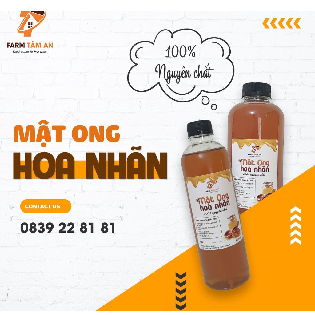 Mật ong rừng nguyên chất hoa nhãn Farm Tâm An 700g-1400g, Mật ong Tây Nguyên cao cấp không đường ăn kiêng, Bồi bổ cơ thể