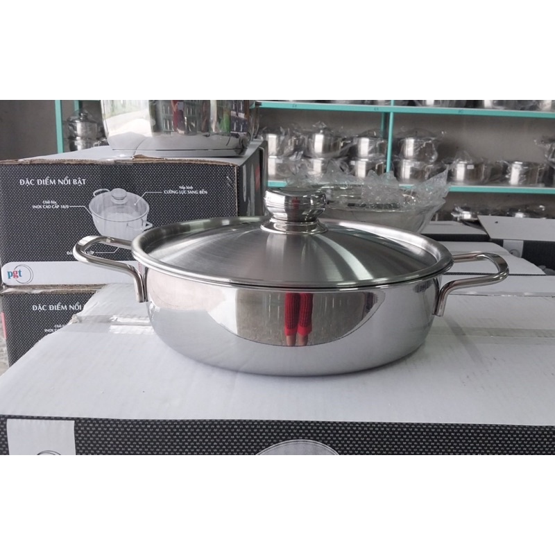 Nồi lẩu Inox nắp inox 26cm , nồi có thể dùng cho bếp điện từ và bếp hồng ngoại