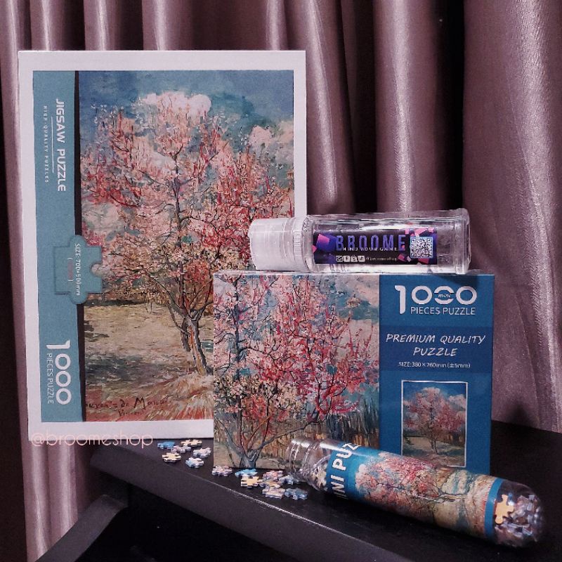 Bộ đồ chơi giáo dục Tranh xếp Hình 1000 Jigsaw Puzzle 50x70 Starry night Van Gogh The Kiss Lady with Fan