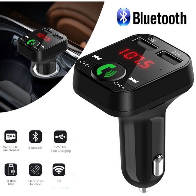 [Mã LIFEXANH03 giảm 10% đơn 500K] Tẩu sạc USB kép rảnh tay kiêm máy nghe nhạc MP3 bluetooth phát FM cho xe ô tô