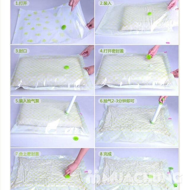 Túi đựng chăn hút chân không bộ 8 túi (Tặng 1 bơm tay)