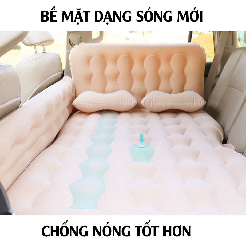 Nệm Hơi Xe Hơi Tiện Dụng Cao Cấp PHIÊN BẢN MỚI (vải nhung, chân đệm rời)