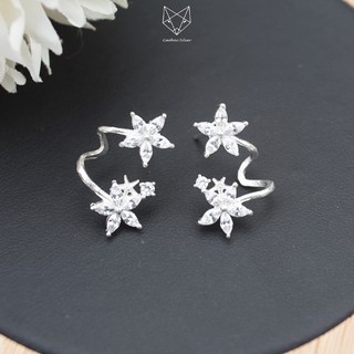 Khuyên Tai Bạc Ta S99 CaoBac Silver Dáng Bám Vành Hai Hoa Đá Độc Đáo - Trang Sức Cáo Bạc JEWELLERY