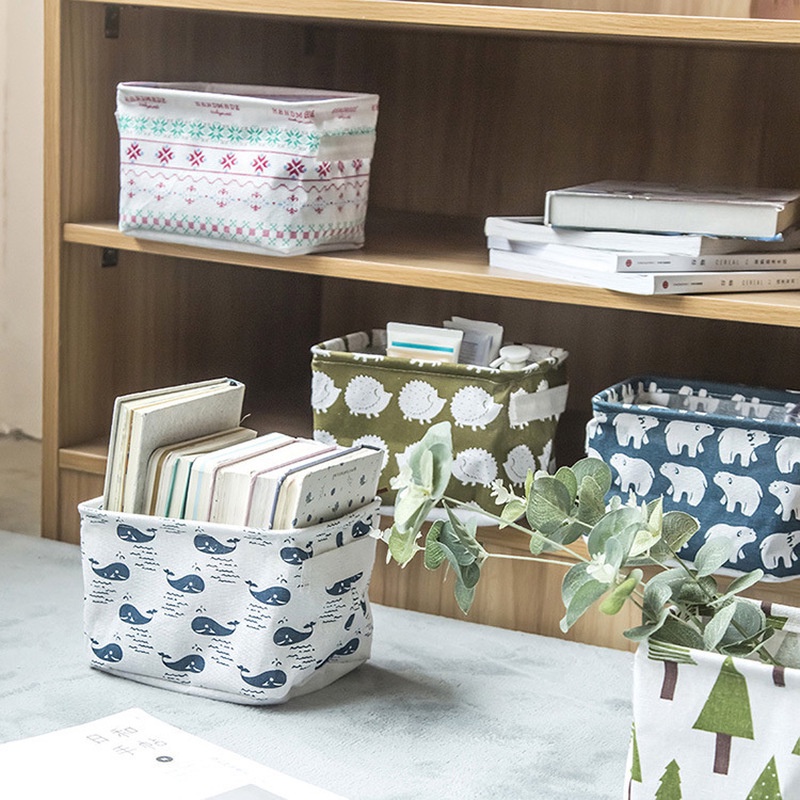Foldable Fabric Home Organizer Large capacity storage basket School office stationery