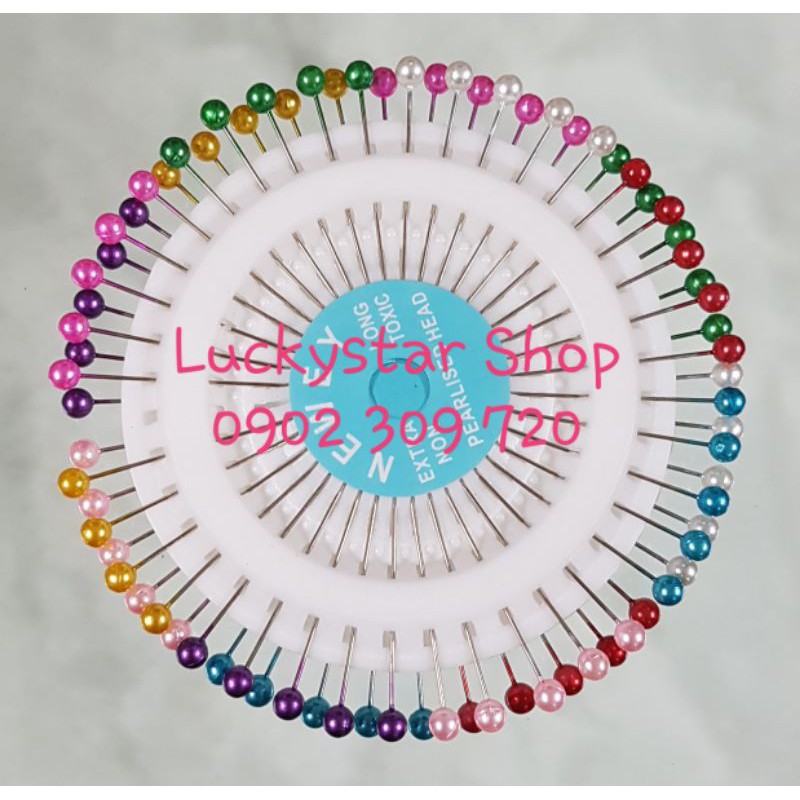 Set 40 cây Kim Gút / Kim Cúc đầu bọc nhựa tròn nhiều màu, dùng để ghim vải, cố định vải rất tiện dụng khi may / cắt vải.