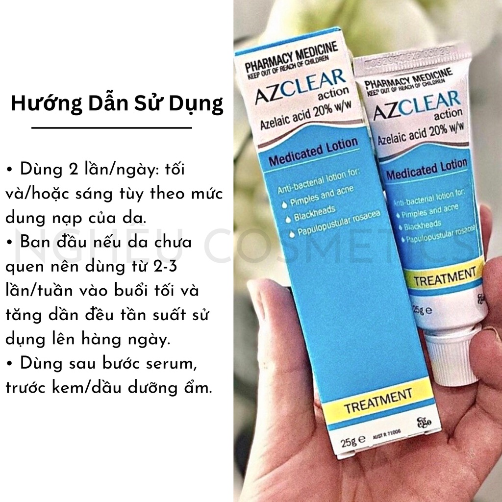 Kem Dưỡng Giảm Mụn Sưng Viêm Mờ Thâm Azclear 20% Azelaic Acid Lotion