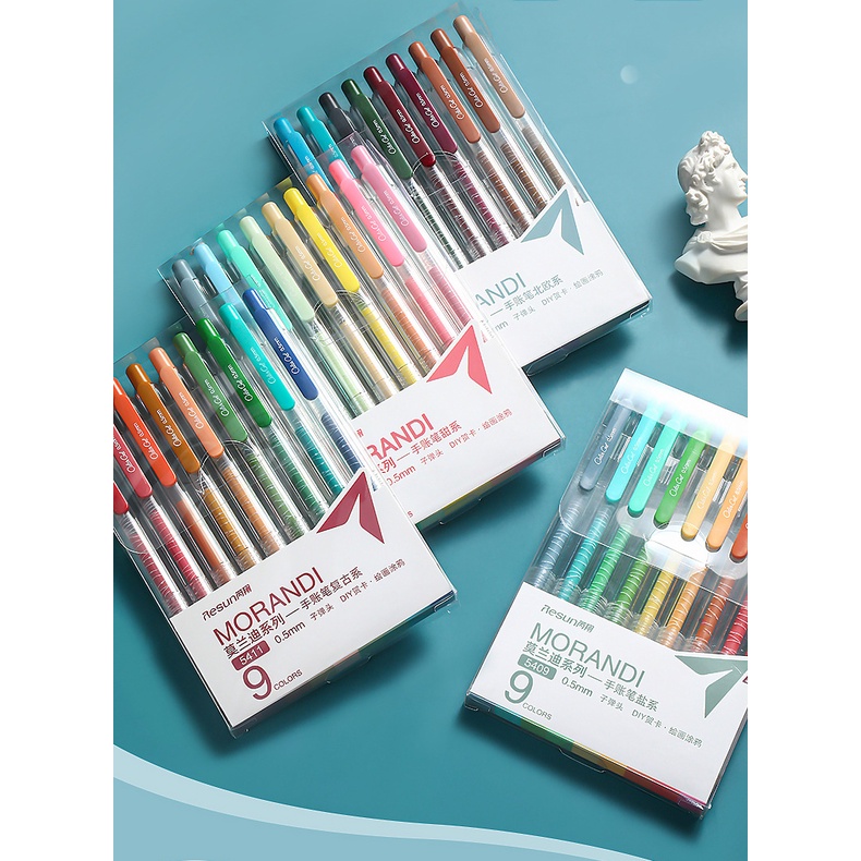 Bút Bi Dạng Nhấn 9 Màu Sắc retro Cho Học Sinh