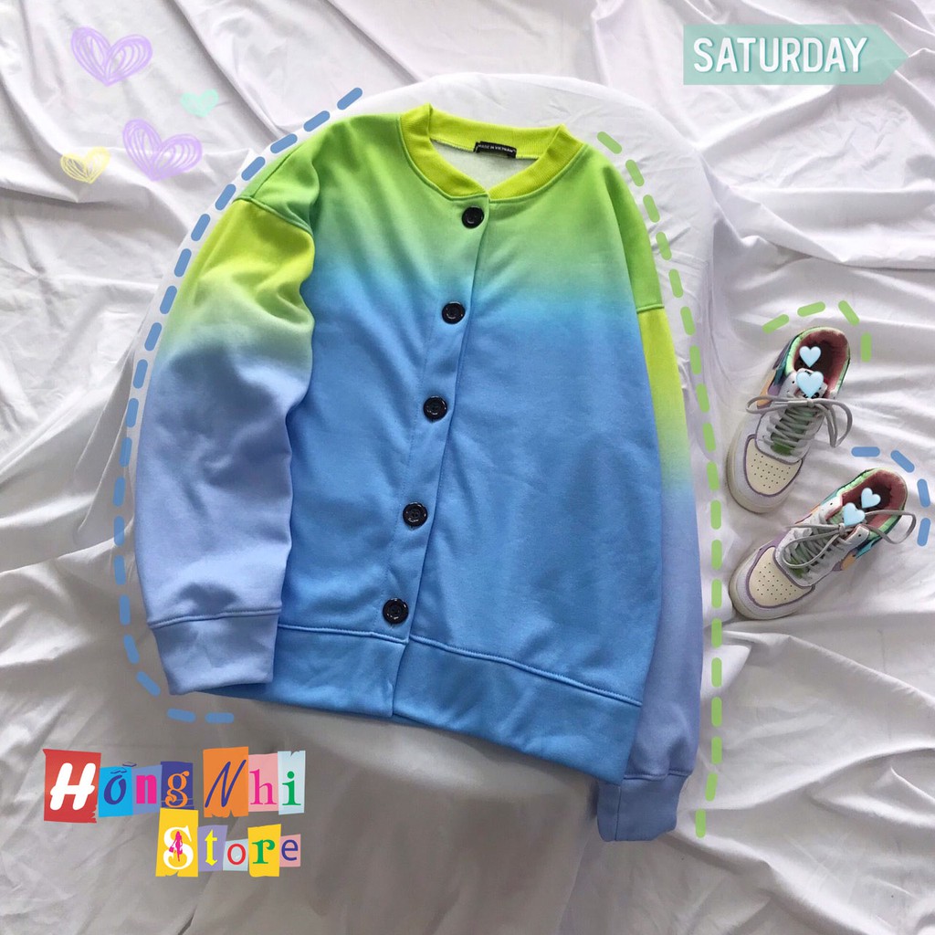 Áo Khoác Cardigan 3D Loang Màu Xanh Tie Dye Oversize Ulzzang Unisex Dáng Rộng Nam Nữ - MM