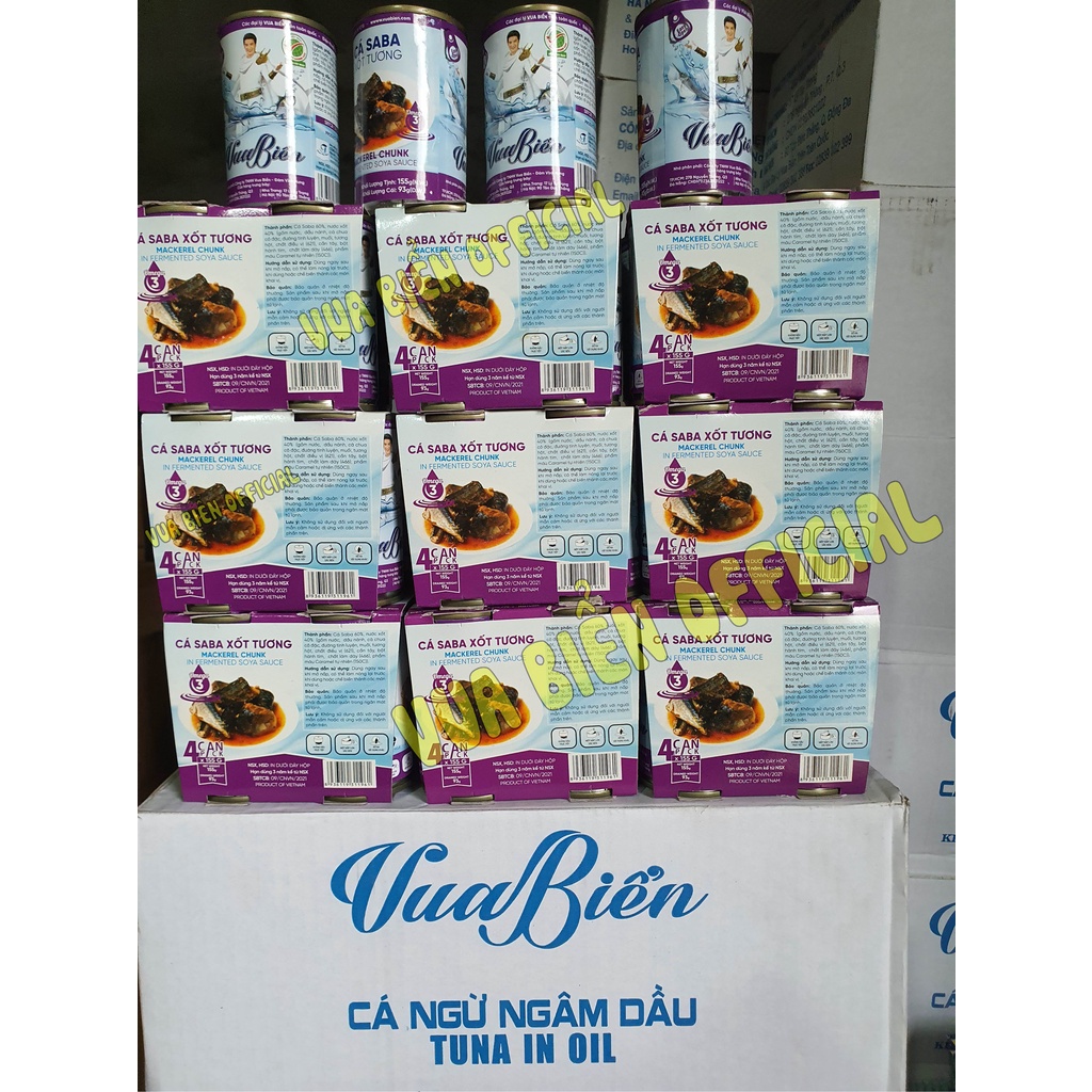 CÁ SABA XỐT TƯƠNG VUA BIỂN CHÍNH HÃNG - MACKEREL CHUNK FERMENTED SOYA SAUCE 155g - HSD 11/12/2024