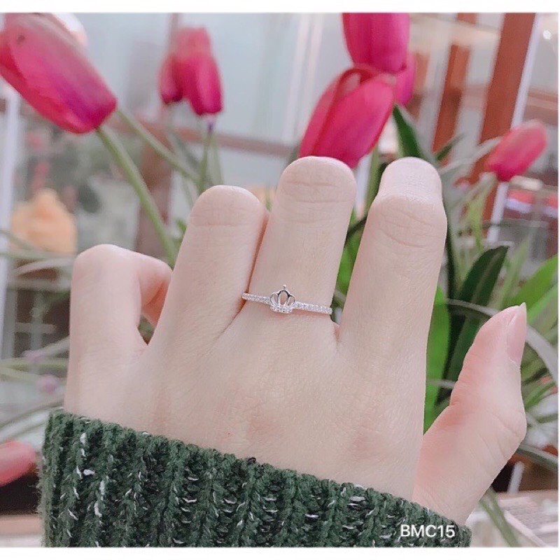 Nhẫn nữ bạc ta vương miện đính đá - Kho sỉ bạc Nhất Linh