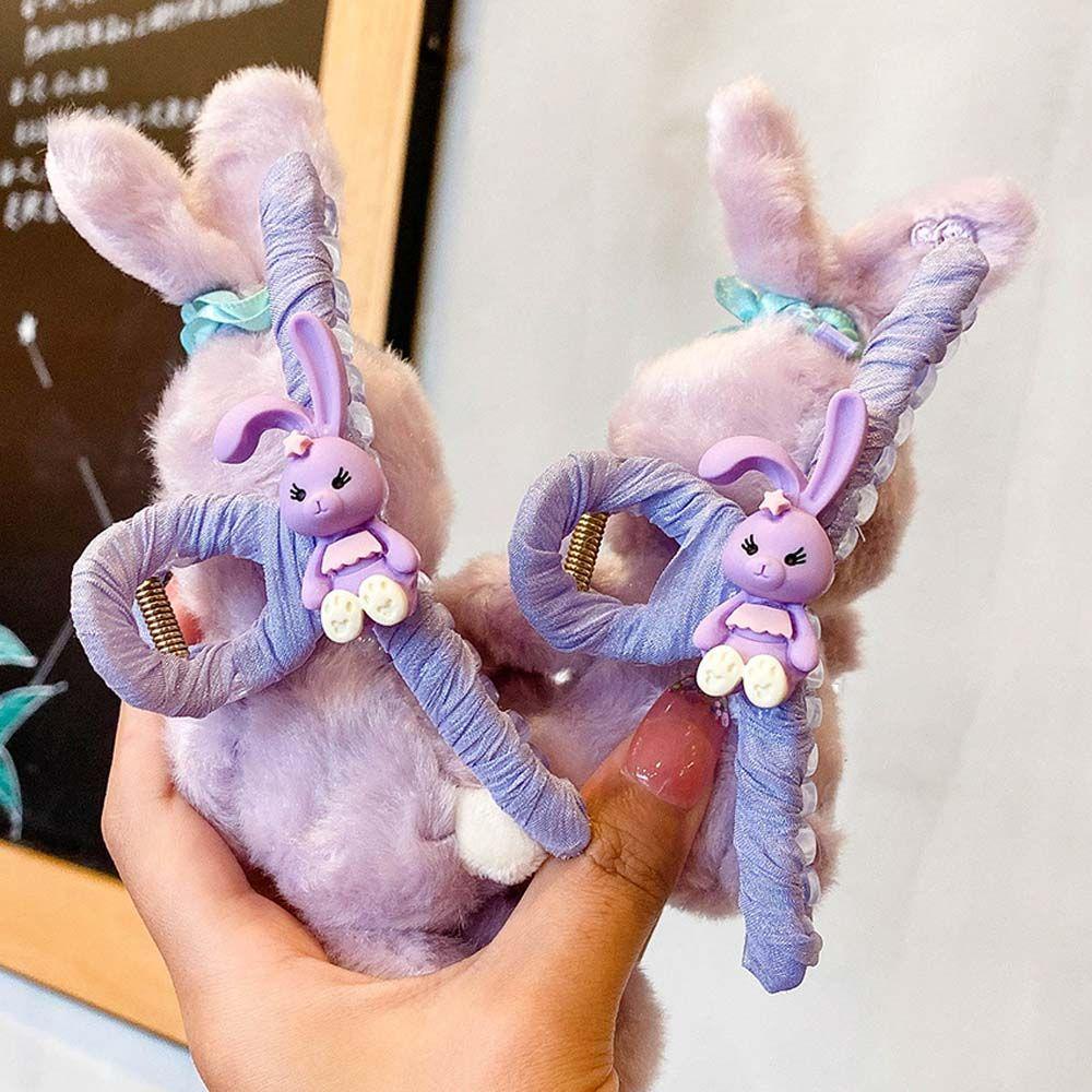 Kẹp Tóc Hình Thỏ Tím Nhồi Bông Dễ Thương Phong Cách Hàn Quốc