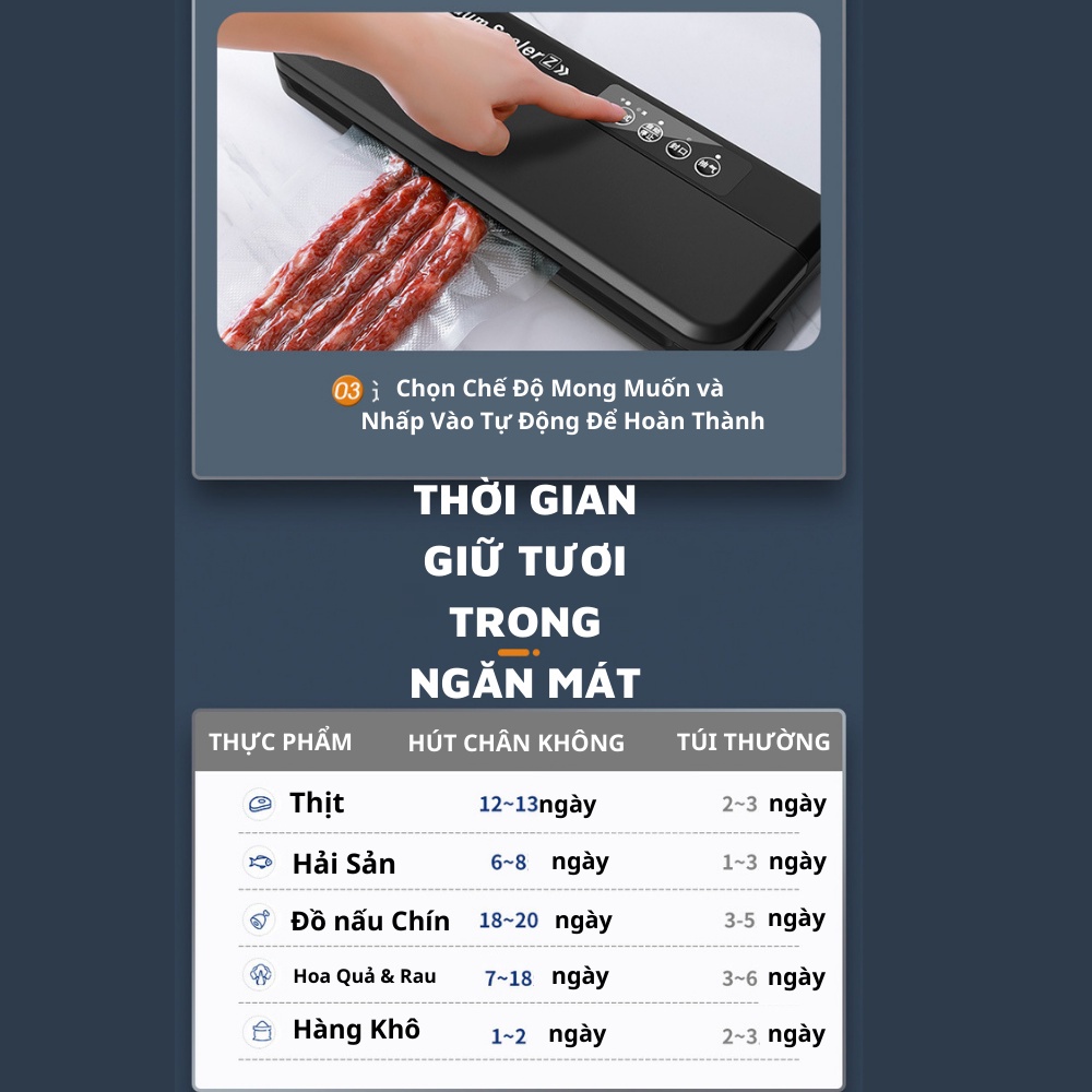 Máy Hút Chân Không Thực Phẩm Kèm Hàn Miệng Vacuum Sealer  Hút Siêu Khỏ