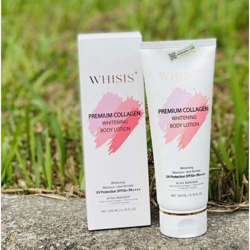 Combo Kem Dưỡng Thể Trắng Da, Chống Nắng Ngày Và Đêm WHISIS Premium Collagen Whitening Body Lotion Hàn Quốc  200ml