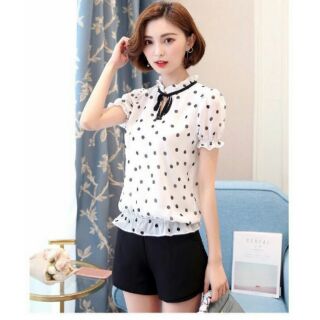 ÁO SƠ MI NỮ CHẤM BI BO LAI CAO CẤP